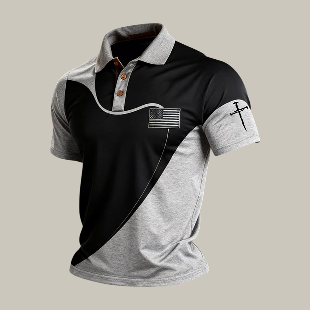 Faith Cross And American Flag Polo Shirt God Is Good Shirt Present For Him