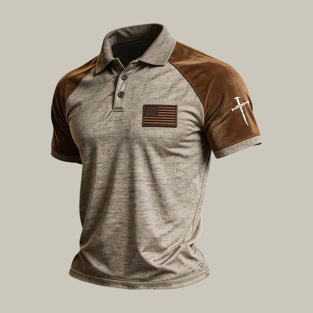 Faith Cross And American Flag Polo Shirt God Is Good Shirt Present Idea For Christians