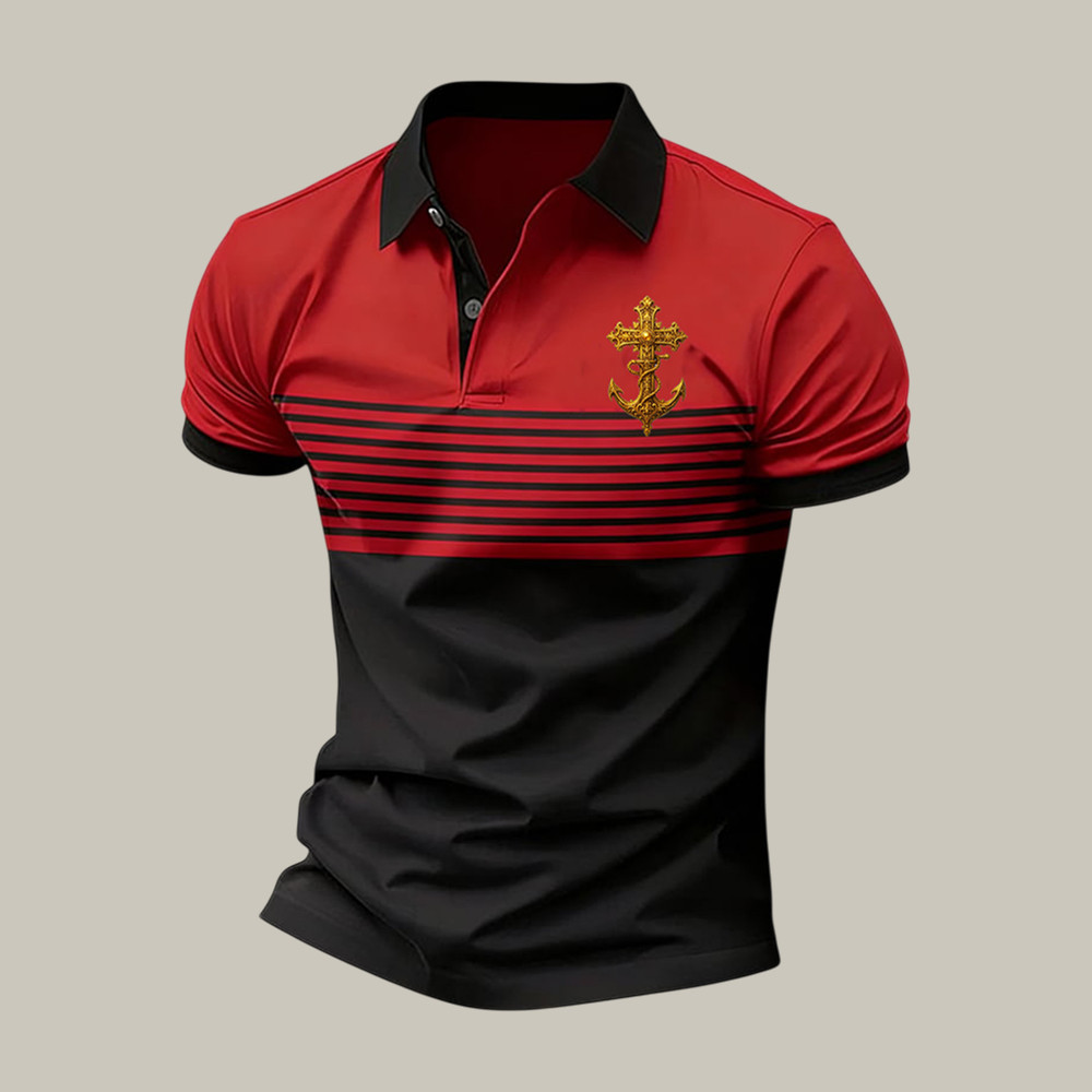 Faith Cross And Golden Anchor Polo Shirt God Is Good Shirt Unique Gift For Father's Day