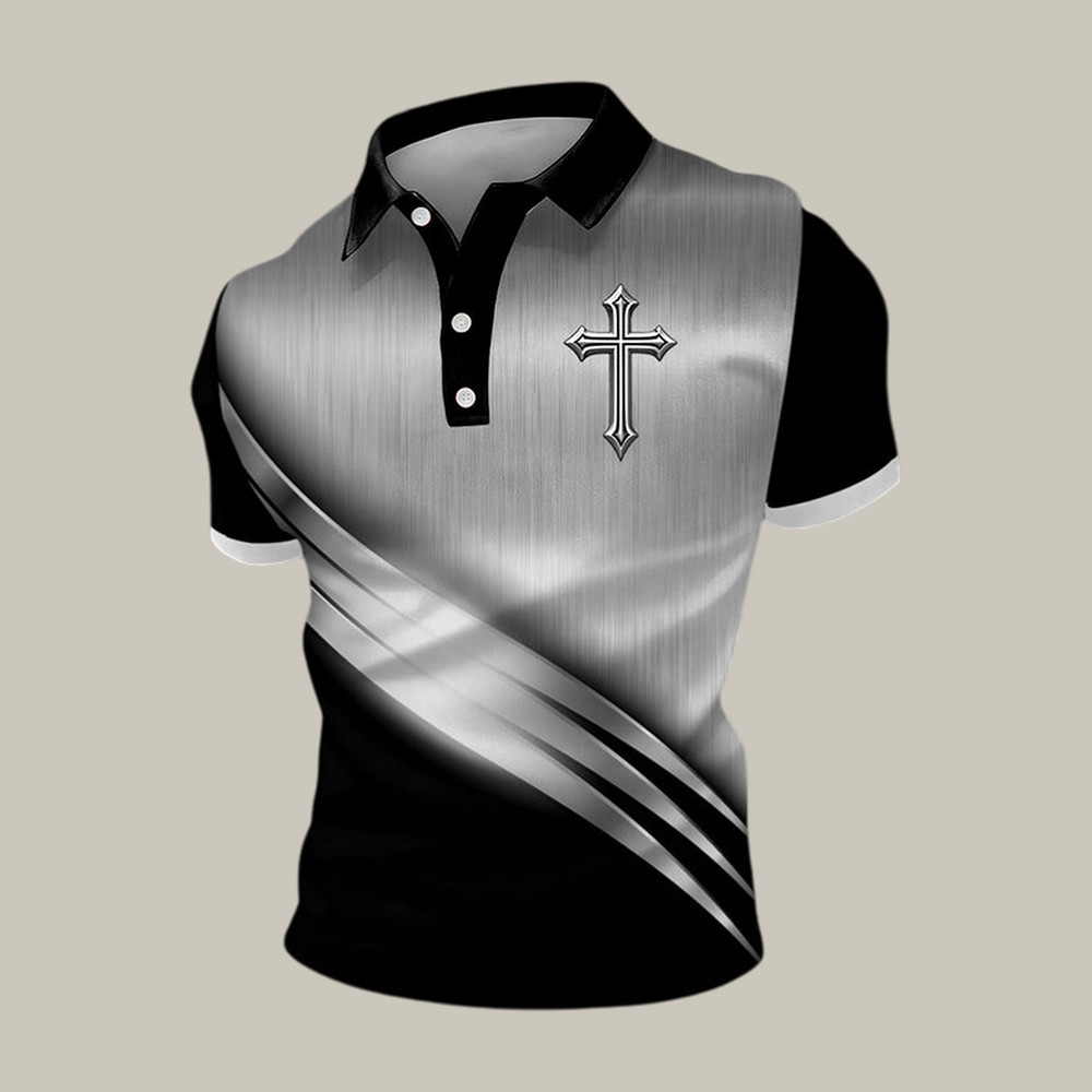 Faith Cross Art Design Polo Shirt God Is Good Clothing Present Idea For Christians