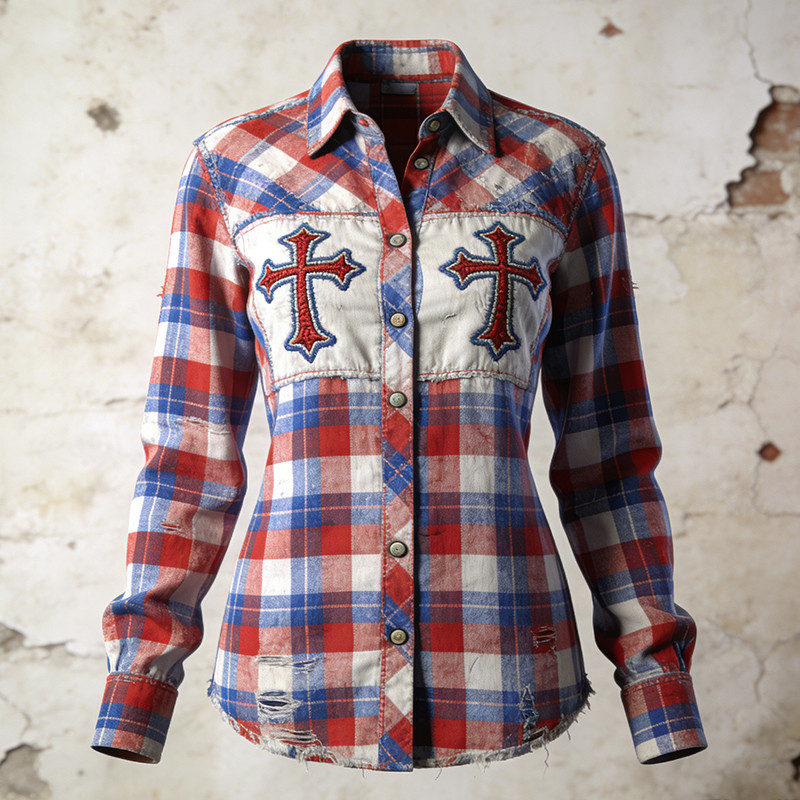 Faith Cross Button Up Long Sleeve Shirt Faith Based Apparel Christian Gift Ideas