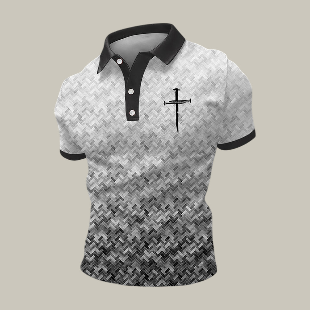Faith Cross Design Polo Shirt Faith Based Clothes Unique Gift For Father's Day