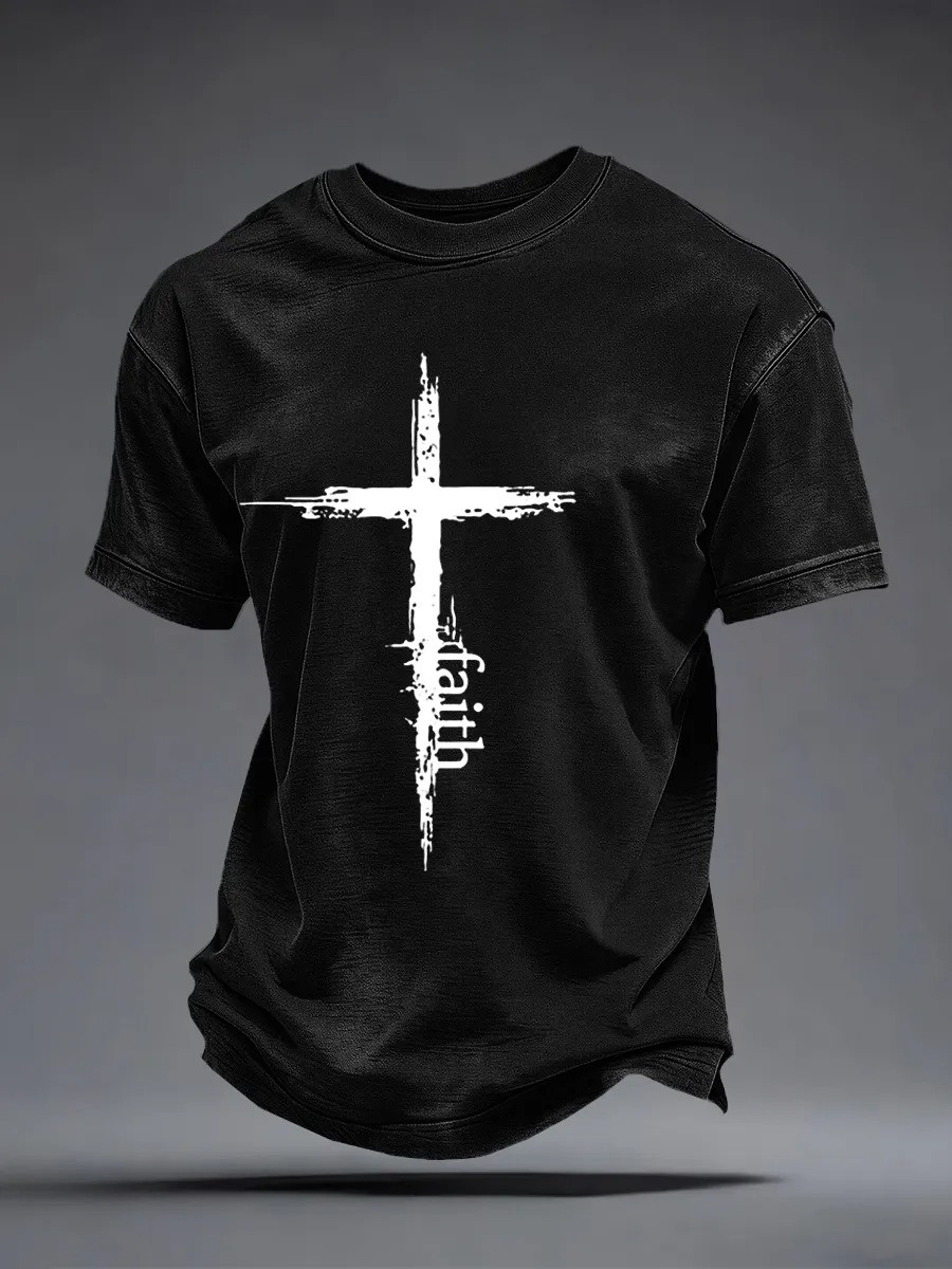 Faith Cross Distressed T-Shirt Trending Christian Faith Spiritual Apparel Best Gift For Believers