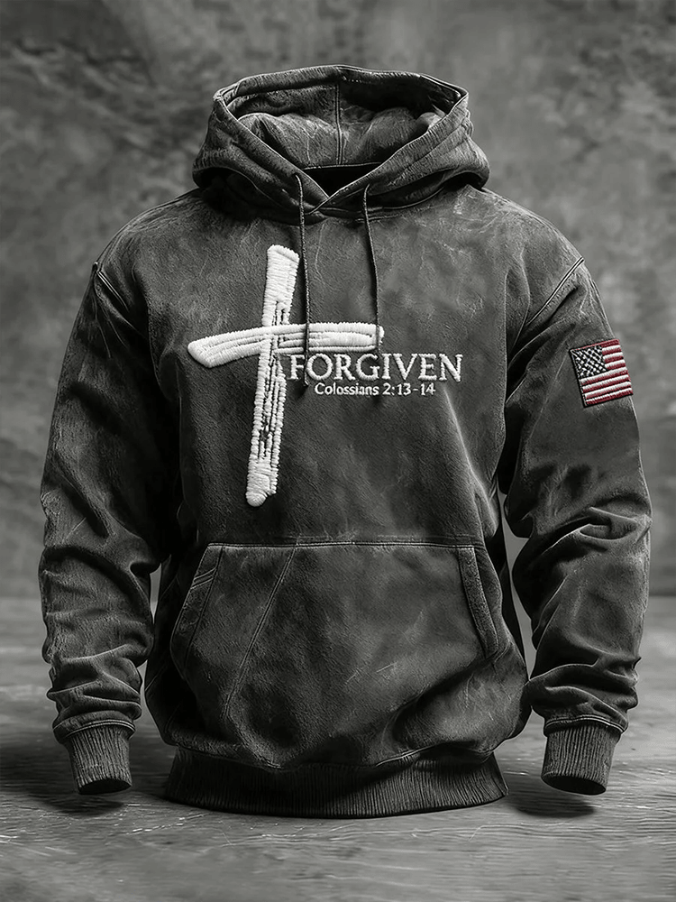 Faith Cross Forgiven Hoodie Jesus Apparel Christian Gift For Father's