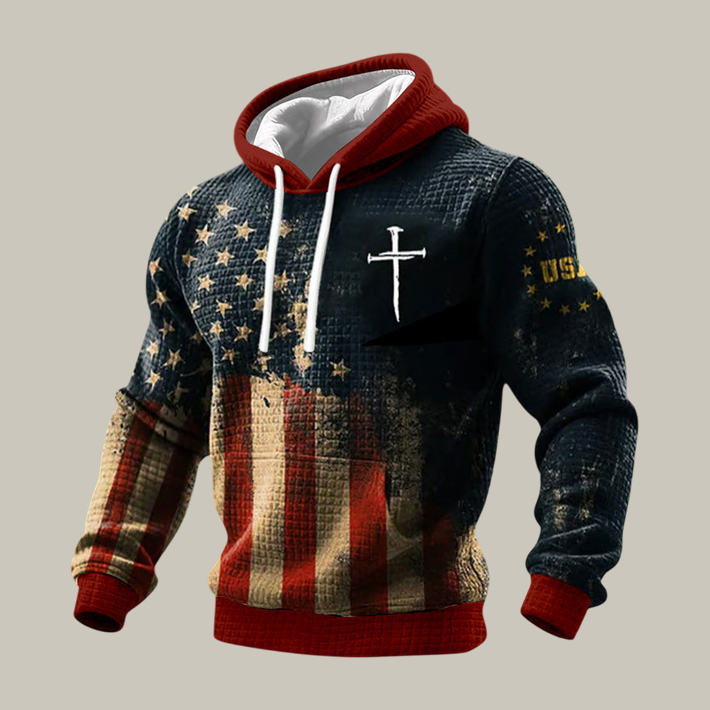 Faith Cross Graphic American Flag Hoodie Faith In Jesus Apparel Present For Father