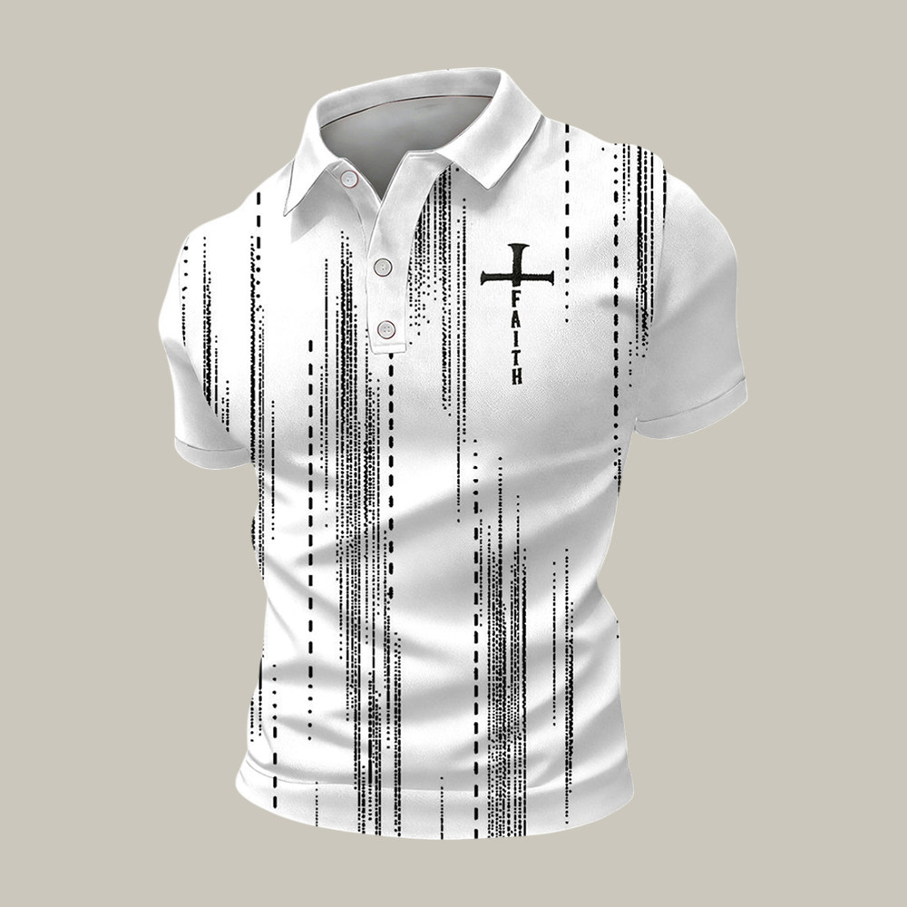 Faith Cross Graphic Polo Shirt Faith In Jesus Clothes Christian Present For Father's Day