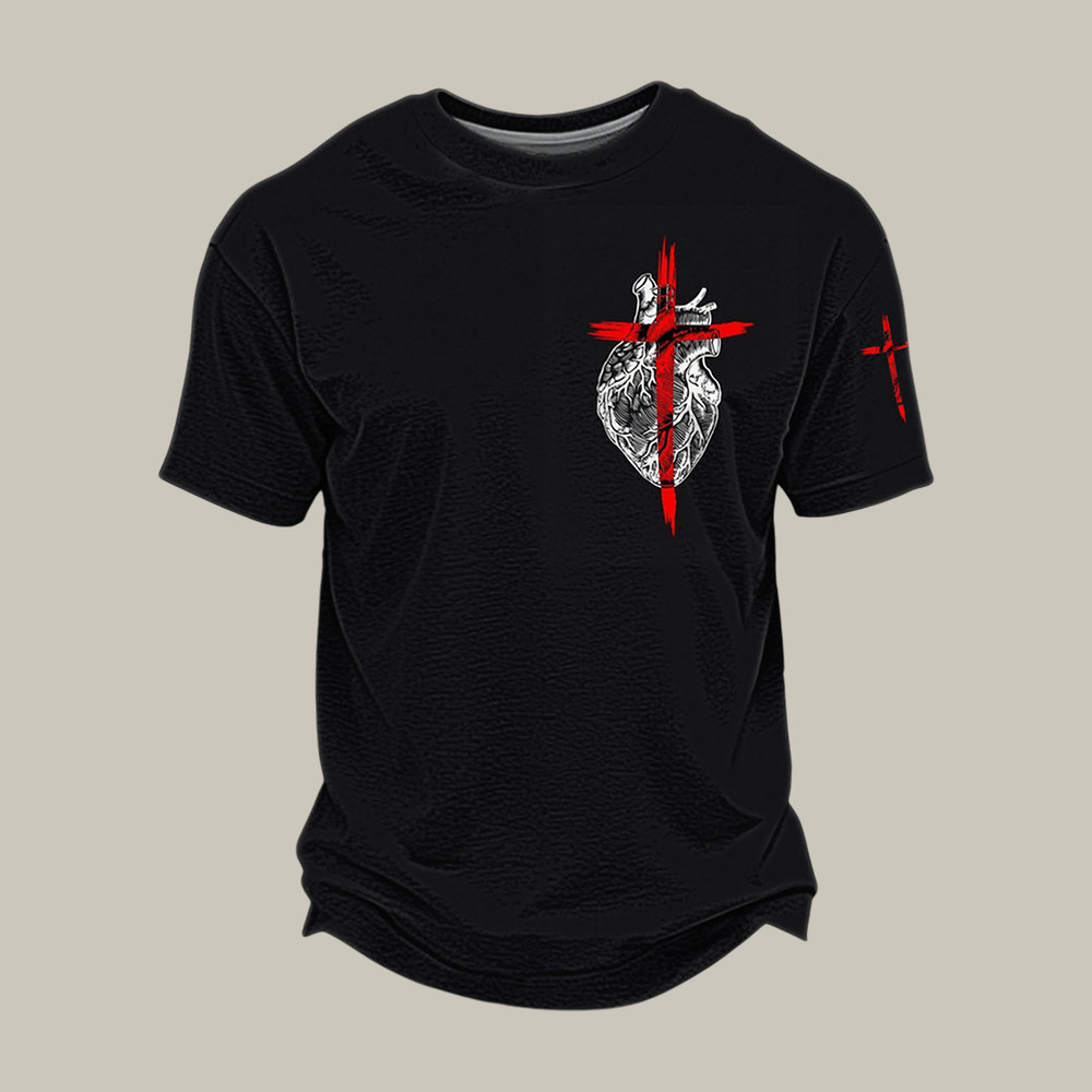Faith Cross Heart Graphic T-Shirt God Is Good Shirt Present Idea For Husband