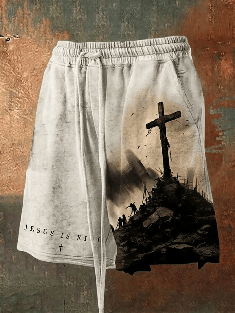 Faith Cross Jesus Is King Shorts Christian Clothing Gift For Jesus Lovers