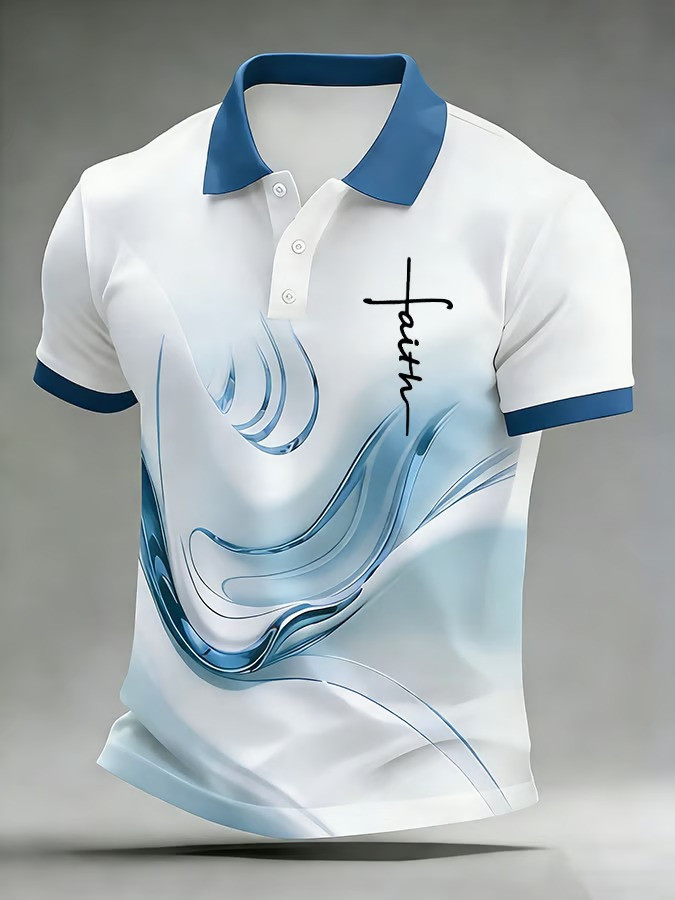 Faith Cross Polo Shirt Christian Wave Apparel Spiritual Streetwear Best Gift For Believers USA