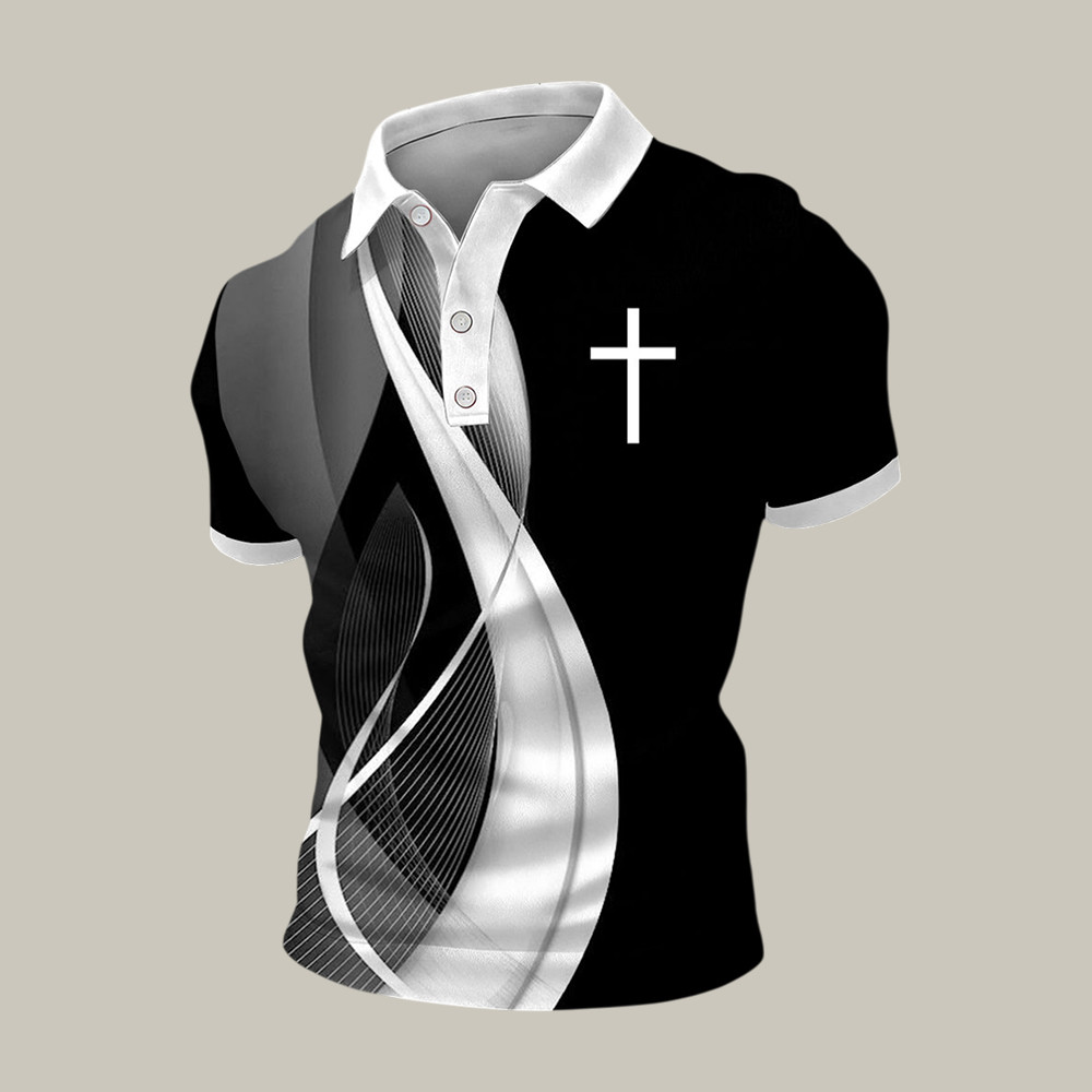 Faith Cross Polo Shirt In God We Trust Shirt Christian Gift For Father's Day