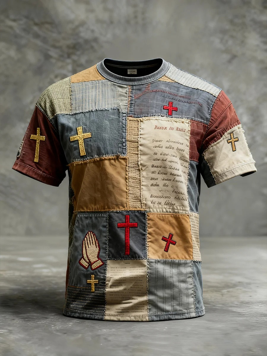 Faith Cross Short Sleeve T Shirt Men Christian Graphic Tees Apparel Best Gift For Believers