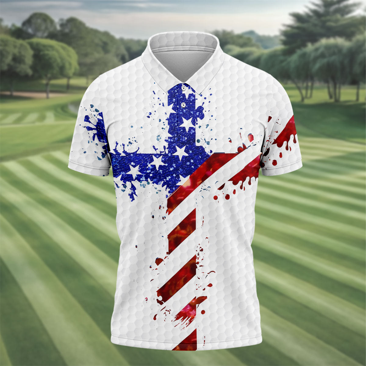 Faith Cross US Flag Golf Shirt Men's Patriotic Clothing Best Gift For My Brother
