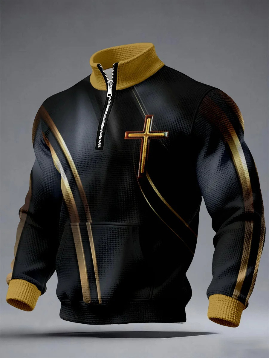 Faith Cross Zip Hoodie Men Christian Apparel Jesus Shirts Best Gift For Believers