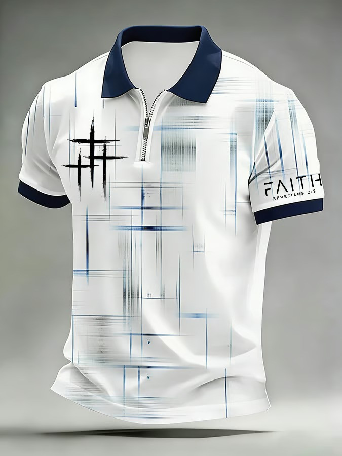 Faith Ephesians 2 8 Zip Polo Shirt Christian Apparel Streetwear Best Gift For Believers