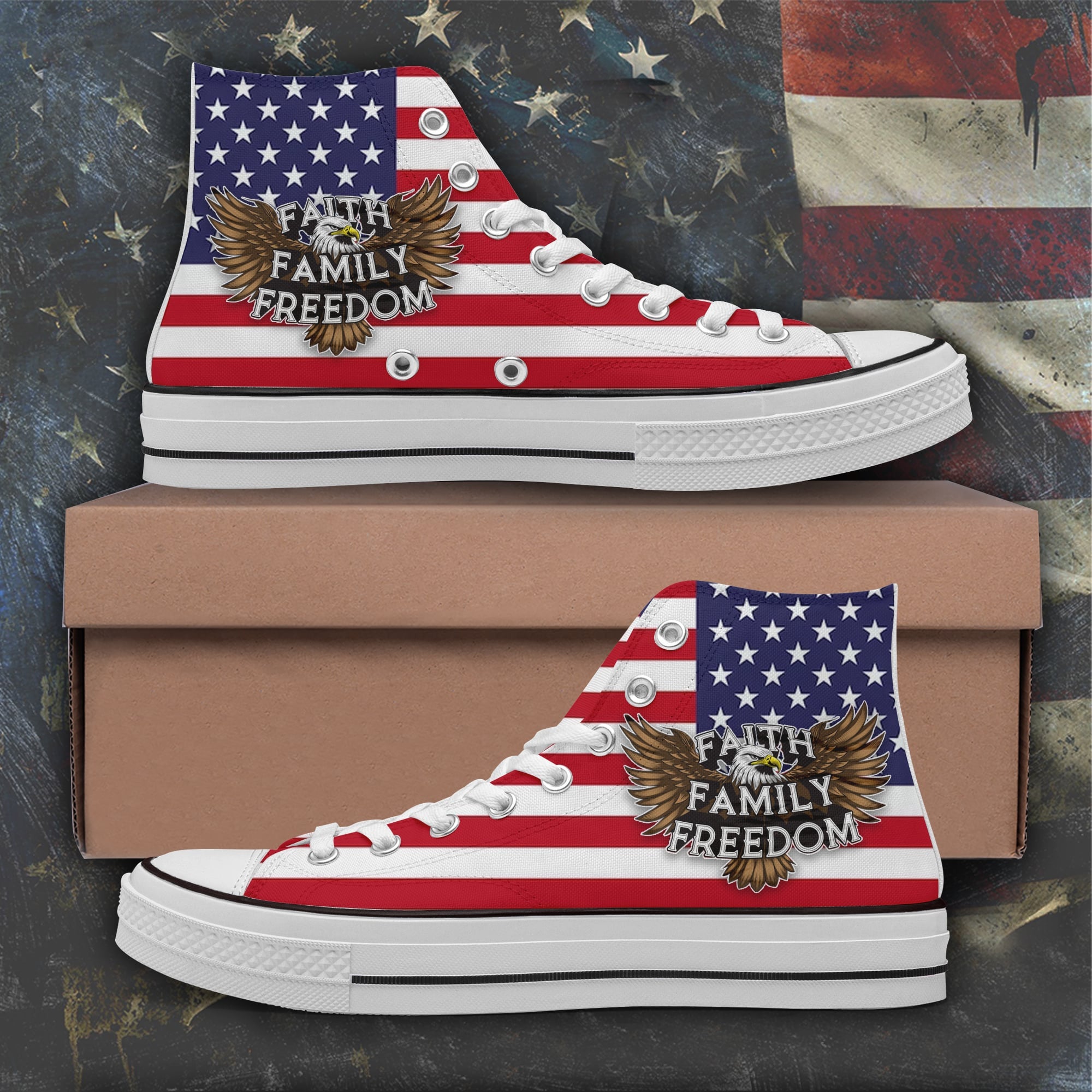 Faith Family Freedom High Top Shoes American Flag Eagle Patriotic Shoes Sneakers Faith Family Freedom High Top Shoes American Flag Eagle Patriotic Shoes Sneakers