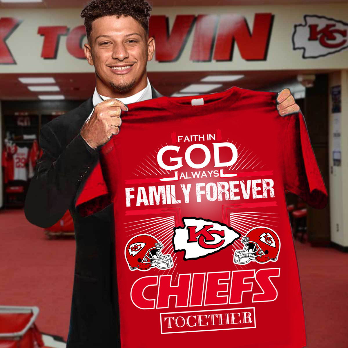 Faith In God Always Family Forever Chiefs Together T-Shirt Gifts For Football Fans