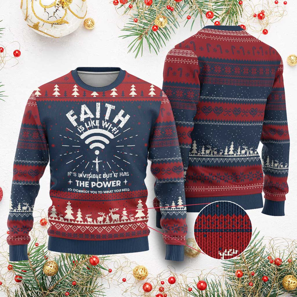 Faith Is Like Wifi Ugly Christmas Sweater Funny Wifi Joke Jumper Christian Gifts For Her