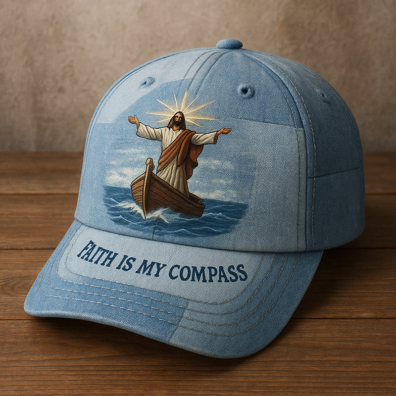 Faith Is My Compass Christian Hat Jesus Pattern Christian Baseball Cap Religious Gift Ideas