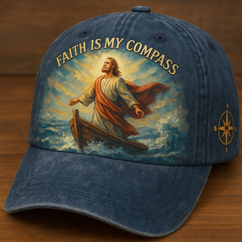Faith Is My Compass Hat Christian Themed Baseball Cap Christmas Gifts For Christians