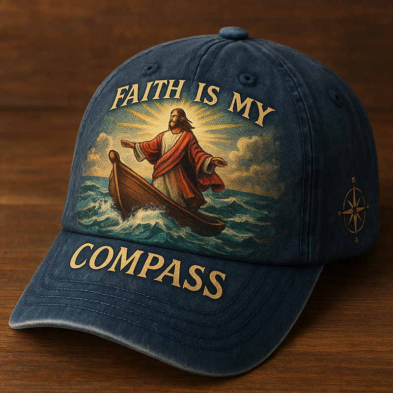 Faith Is My Compass Hat Christian Themed Baseball Cap Gifts For Jesus Lovers