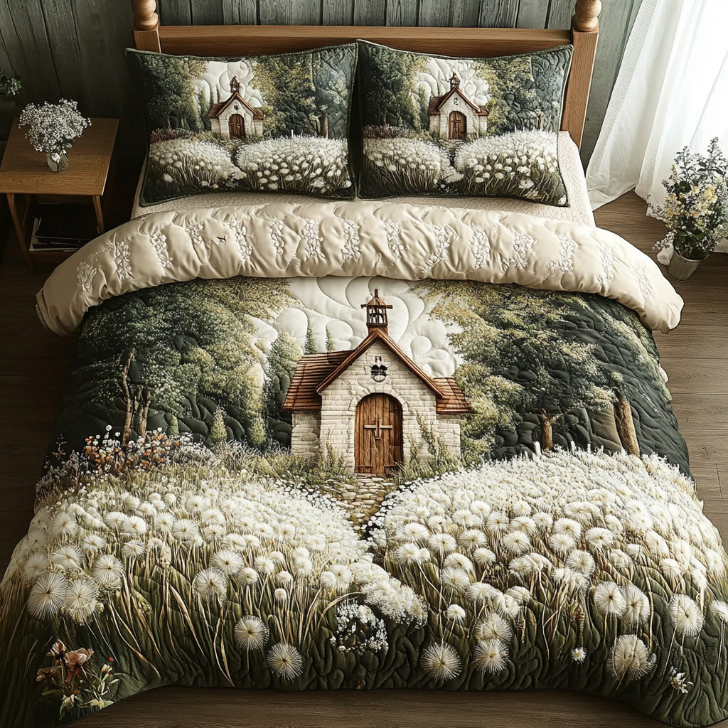 Faith Meadow Quilted Bedding Set Bed Decor Religious Christmas Presents