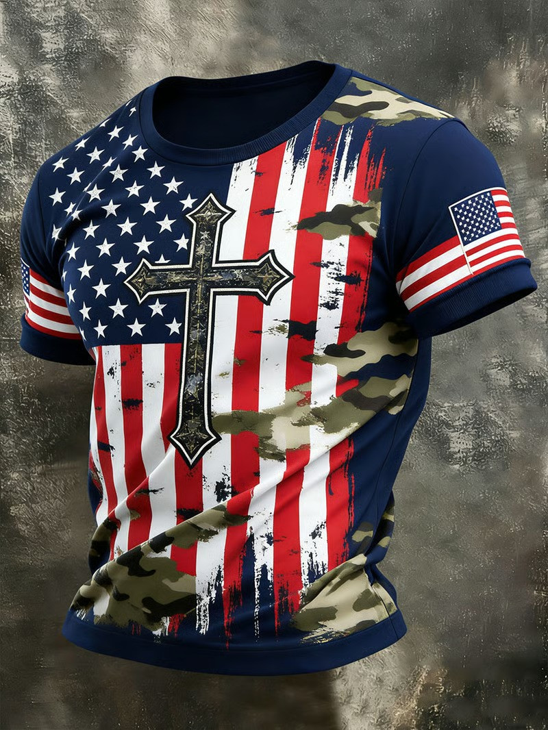 Faith Over Fear Camo Cross T-Shirt Patriotic Christian Clothing Best Gift For Believers And Veterans