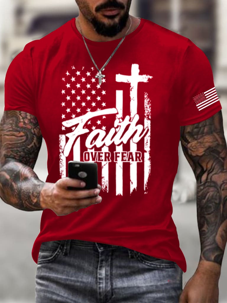Faith Over Fear Charlie Kirk T-Shirt Turning Point USA American Flag Merch Gift Ideas