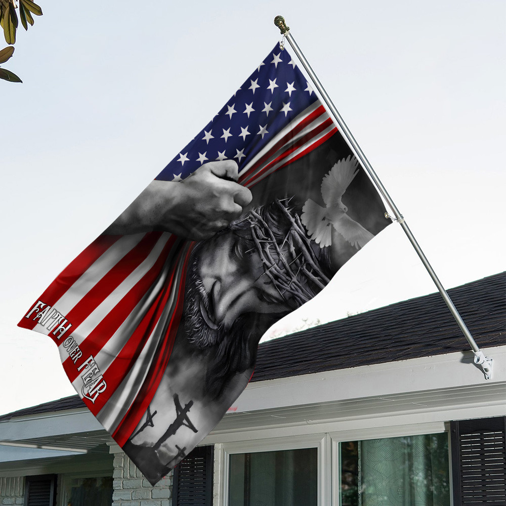 Faith Over Fear Flag Christian House Flags Outdoor Decor Gifts For Christian