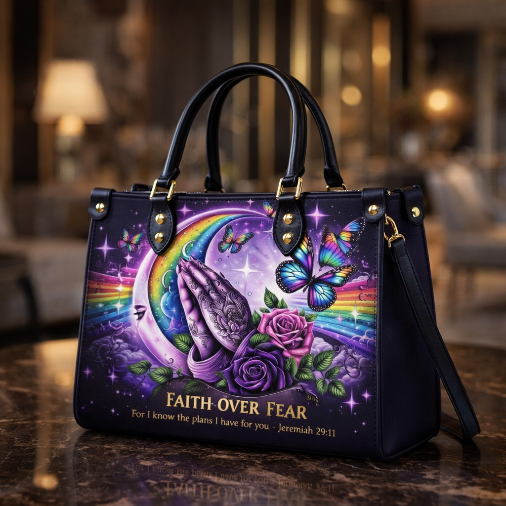 Faith Over Fear Floral Handbag Bible Inspired Christian Handbag Patriotic Gift For Her