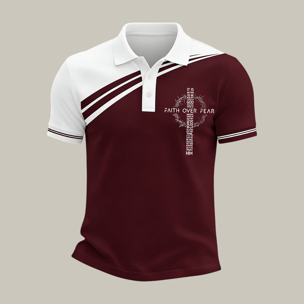 Faith Over Fear Holy Cross Polo Shirt God Is Good Shirt Great Gift For Christians