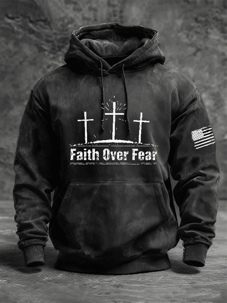 Faith Over Fear Hoodie Men's Christian Hoodie Gift For Fathers