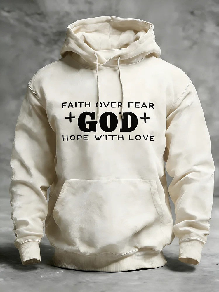 Faith Over Fear Hope Love Hoodie Men Christian Cotton Washed Best Gift