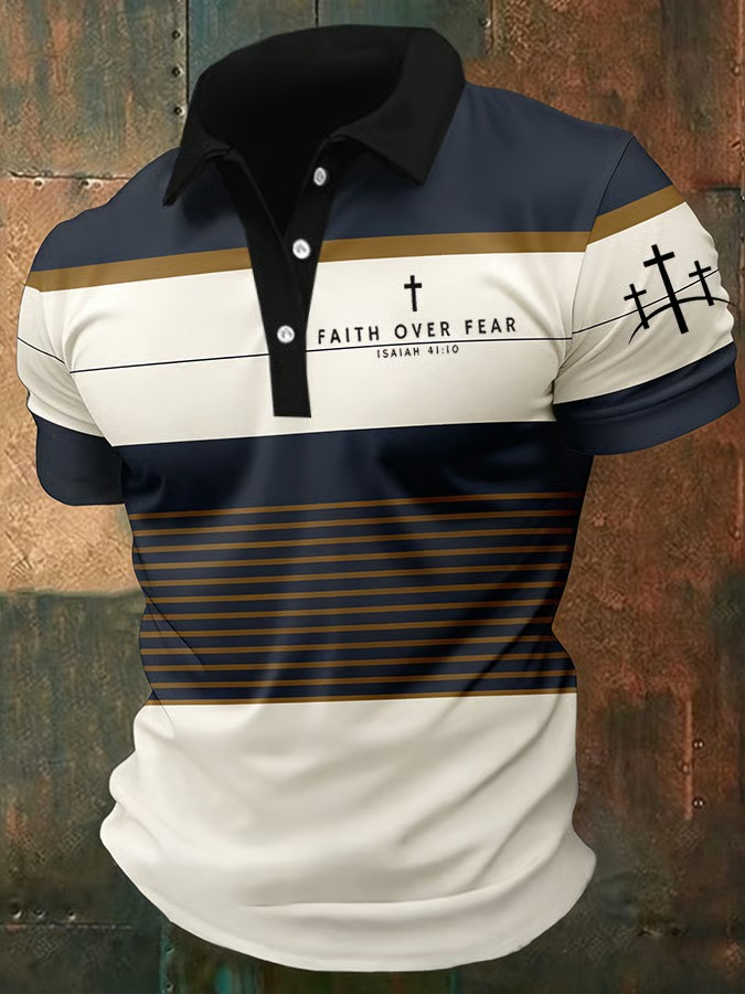 Faith Over Fear Isaiah 41 10 Polo Shirt Christian Apparel Patriotic Streetwear Best Gift For Men