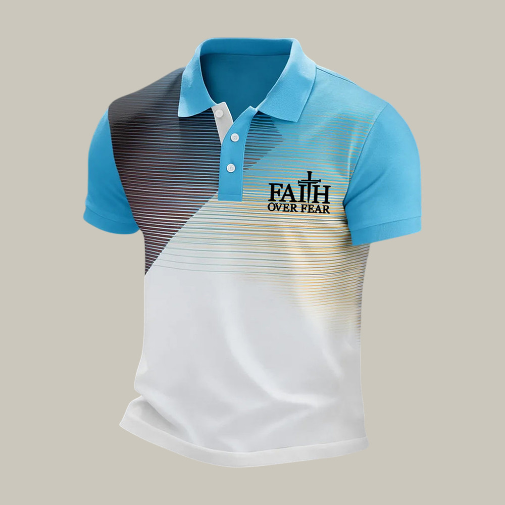 Faith Over Fear Polo Shirt Christian Themed Shirt God Is Good Gift For Dad