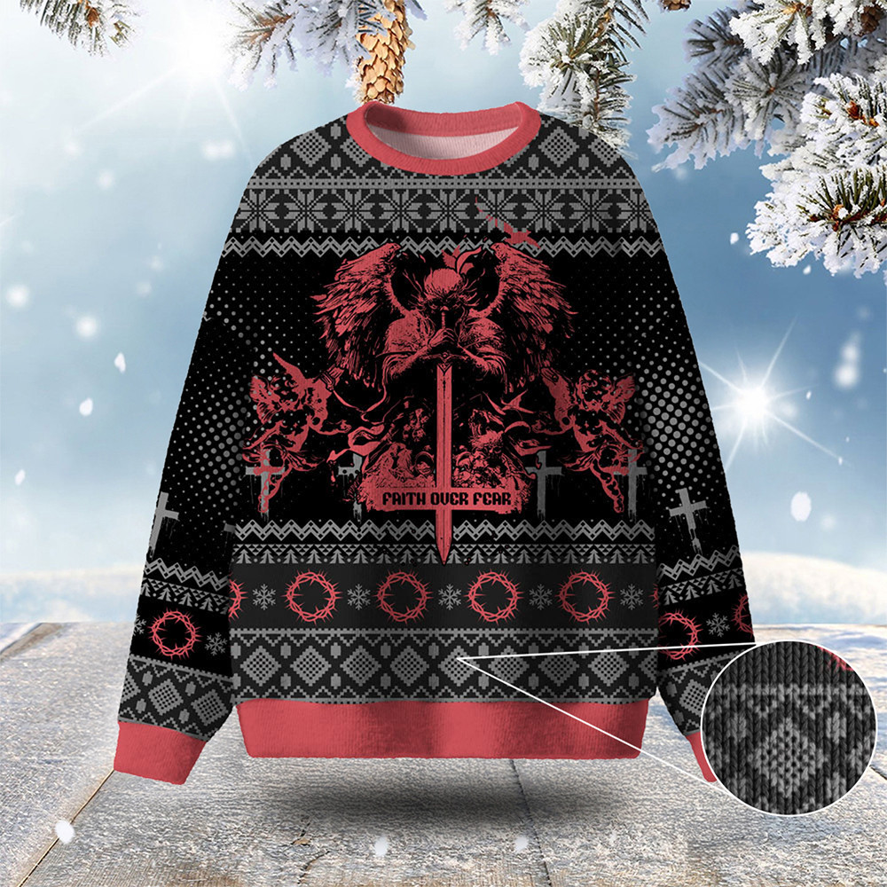 Faith Over Fear Ugly Christmas Sweater Christmas Apparel Xmas Gifts For Christians