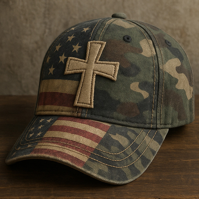 Faith Vintage American Flag Camo Hat Honoring Veteran Baseball Cap Patriotic Presents