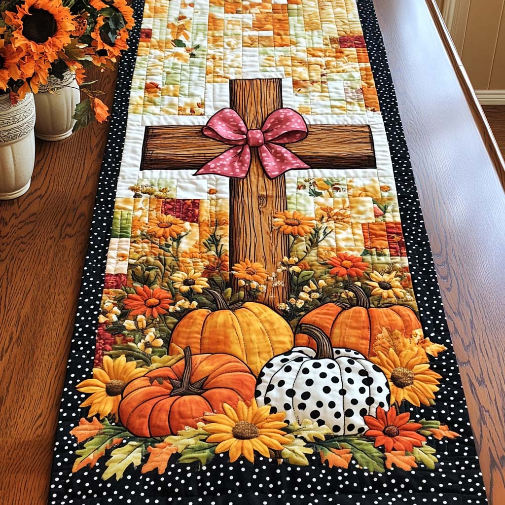 Faithful Fall Days Quilted Table Runner Festive Table Runners Great Christian Gifts