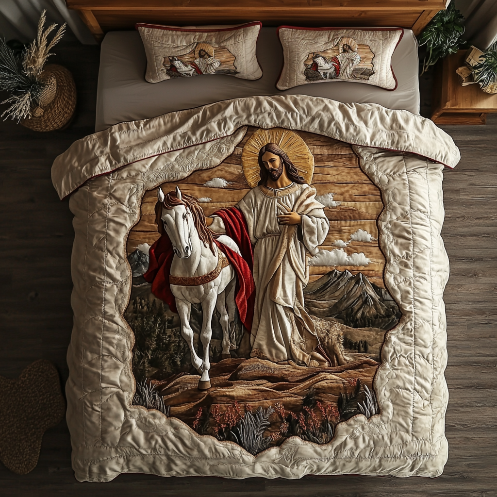 Faithful Field Quilted Bedding Set Christmas Gift Ideas For Horse Owners