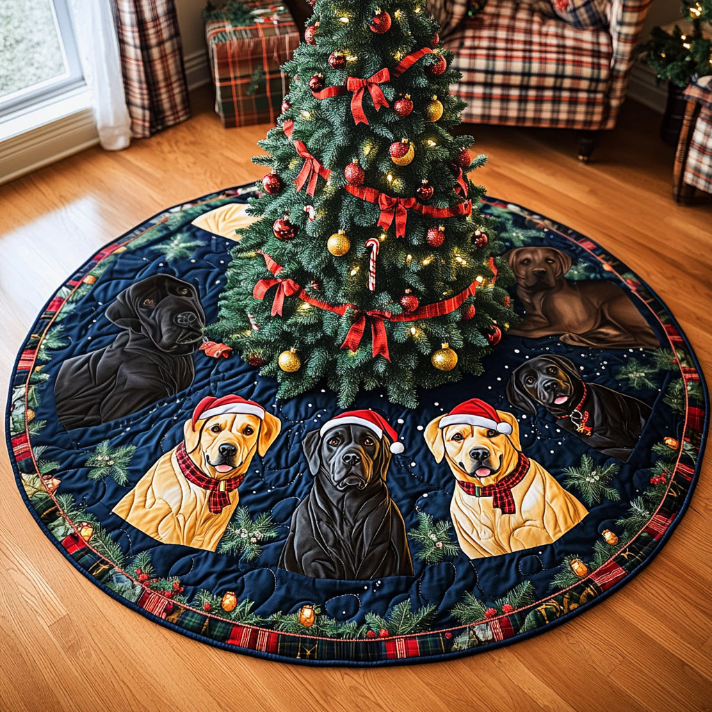 Faithful Holiday Friend Christmas Quilted Tree Skirt Holiday Decor Labrador Retriever Gifts