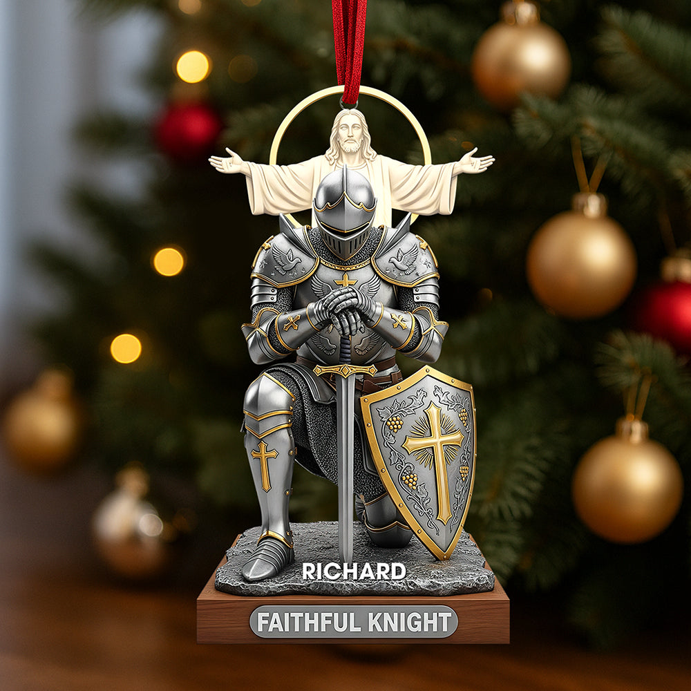 Faithful Knight Christmas Ornament- Personalized Gifts for Christian - Fun Holiday Ornament Gift
