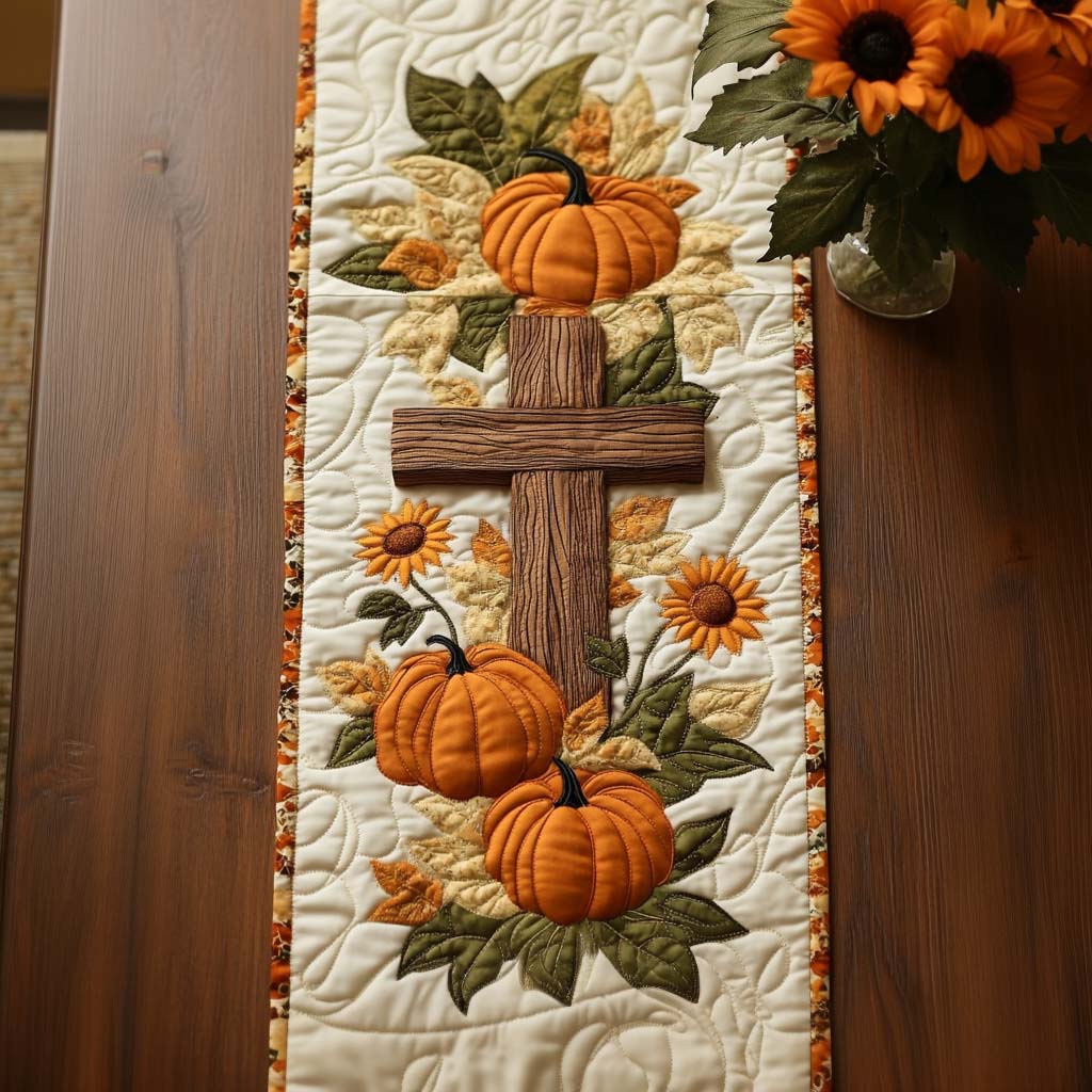 Faithful Season Quilted Table Runner Holiday Dining Table Decor Christian Present Ideas