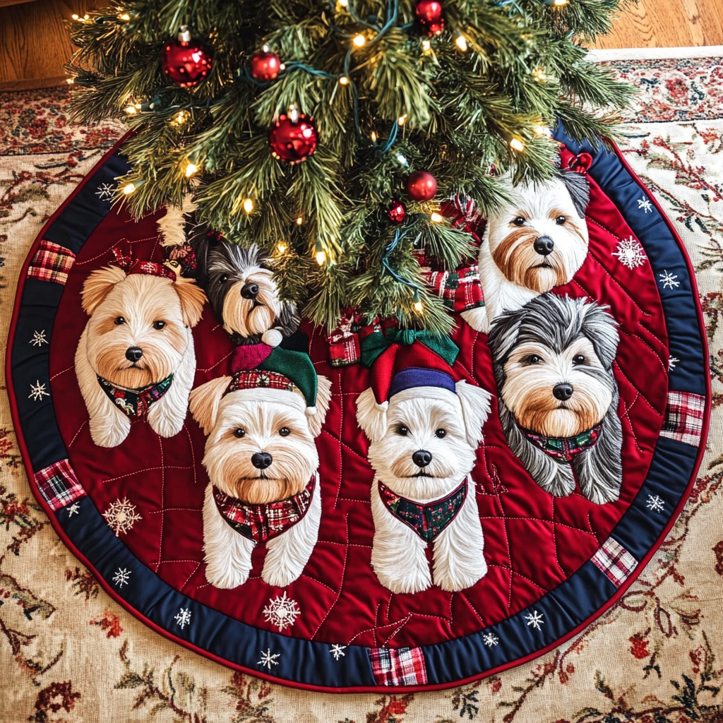 Faithful West Highland Terrier Christmas Quilted Tree Skirt Xmas Indoor Decorations Best Gifts For Yorkshire Terrier Lovers