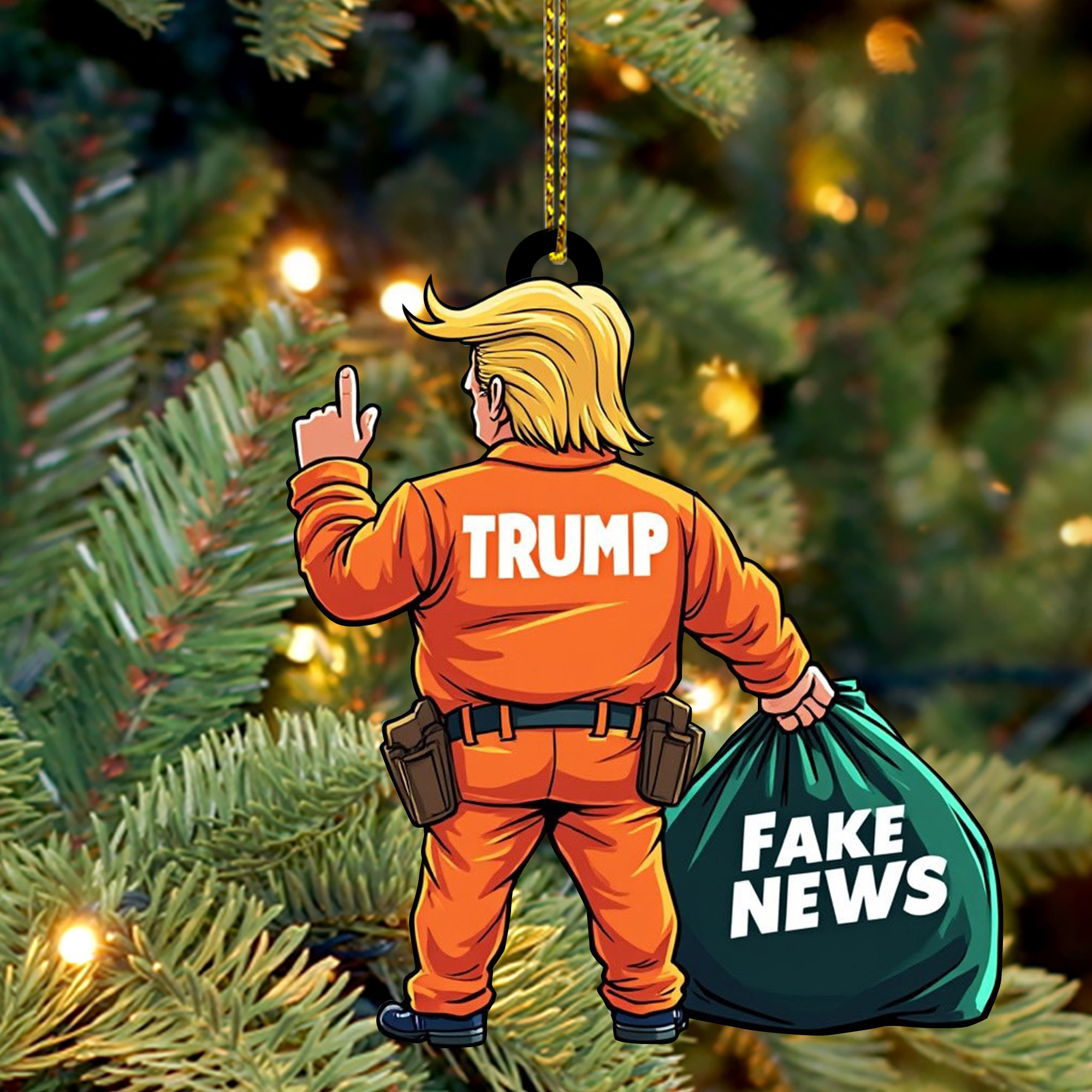 Fake News Trump's Been Cleaning It Up For Eight Years Ornament Shape Trump Garbage Ornament