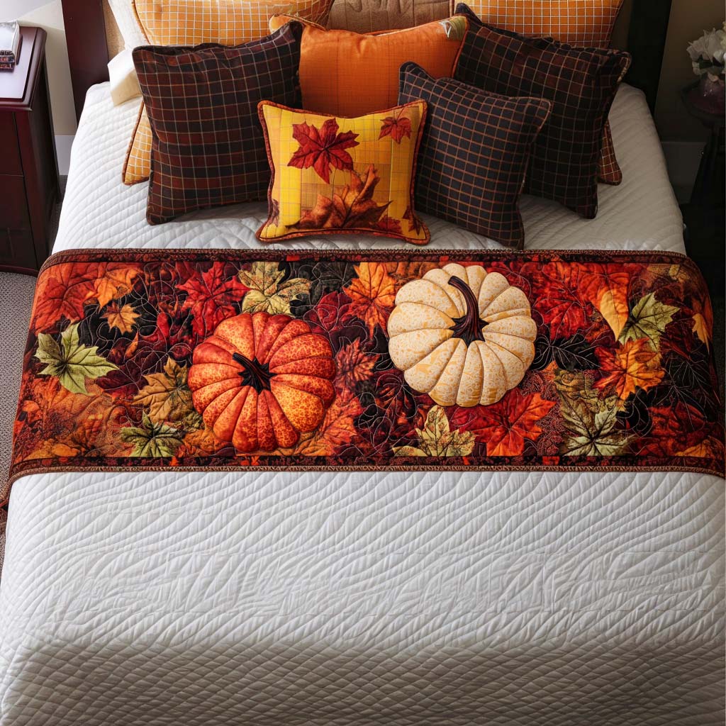 Fall Blessing Path Quilted Bed Runner Fall Inspired Room Decor Good Family Gifts