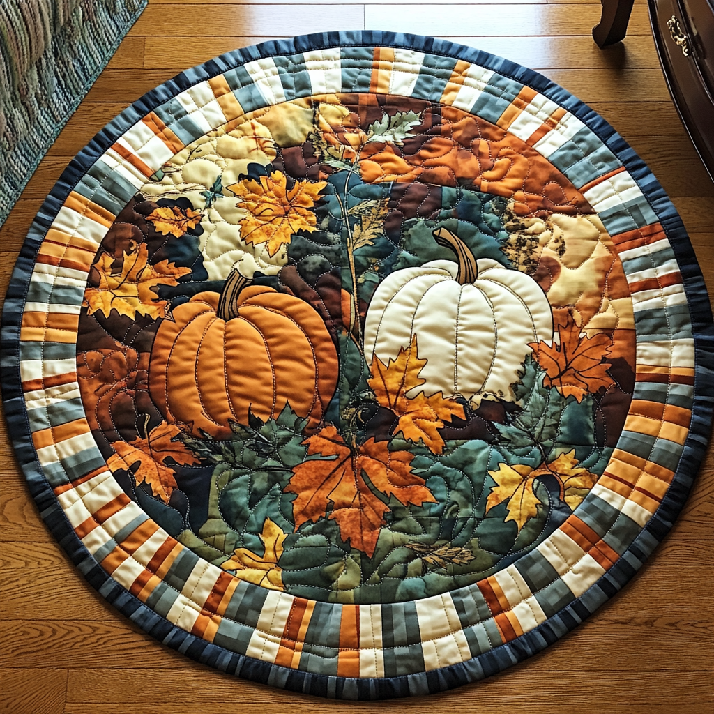 Fall Bliss Quilted Round Mat Christmas Entryway Decor Autumn Gifts Items