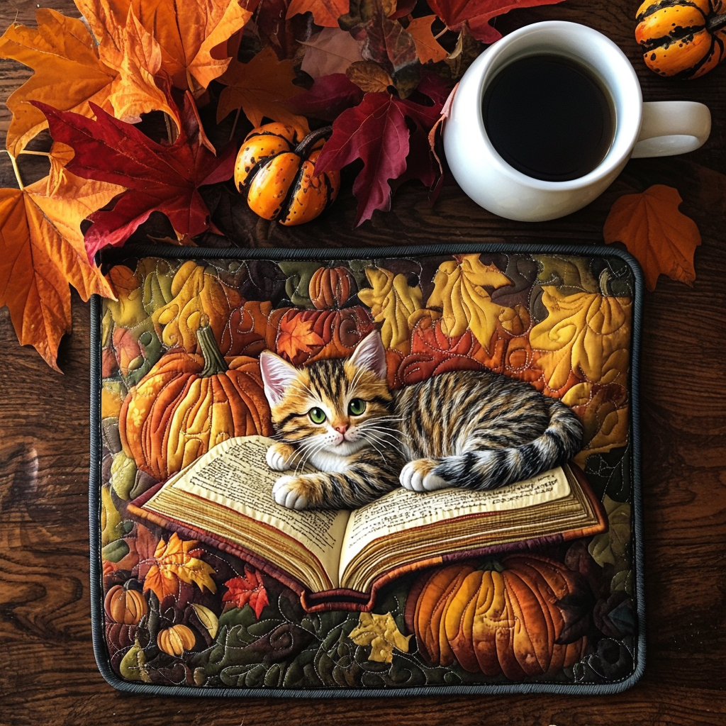 Fall Cat Whiskers Quilted Placemat Dining Table Decor Gifts For An Ocean Lover