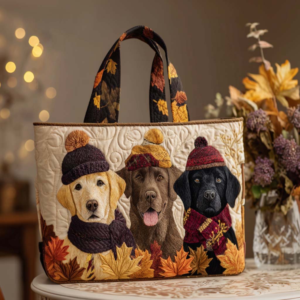 Fall Cozy Labs Quilted Tote Bag Gifts For People Who Love Dogs