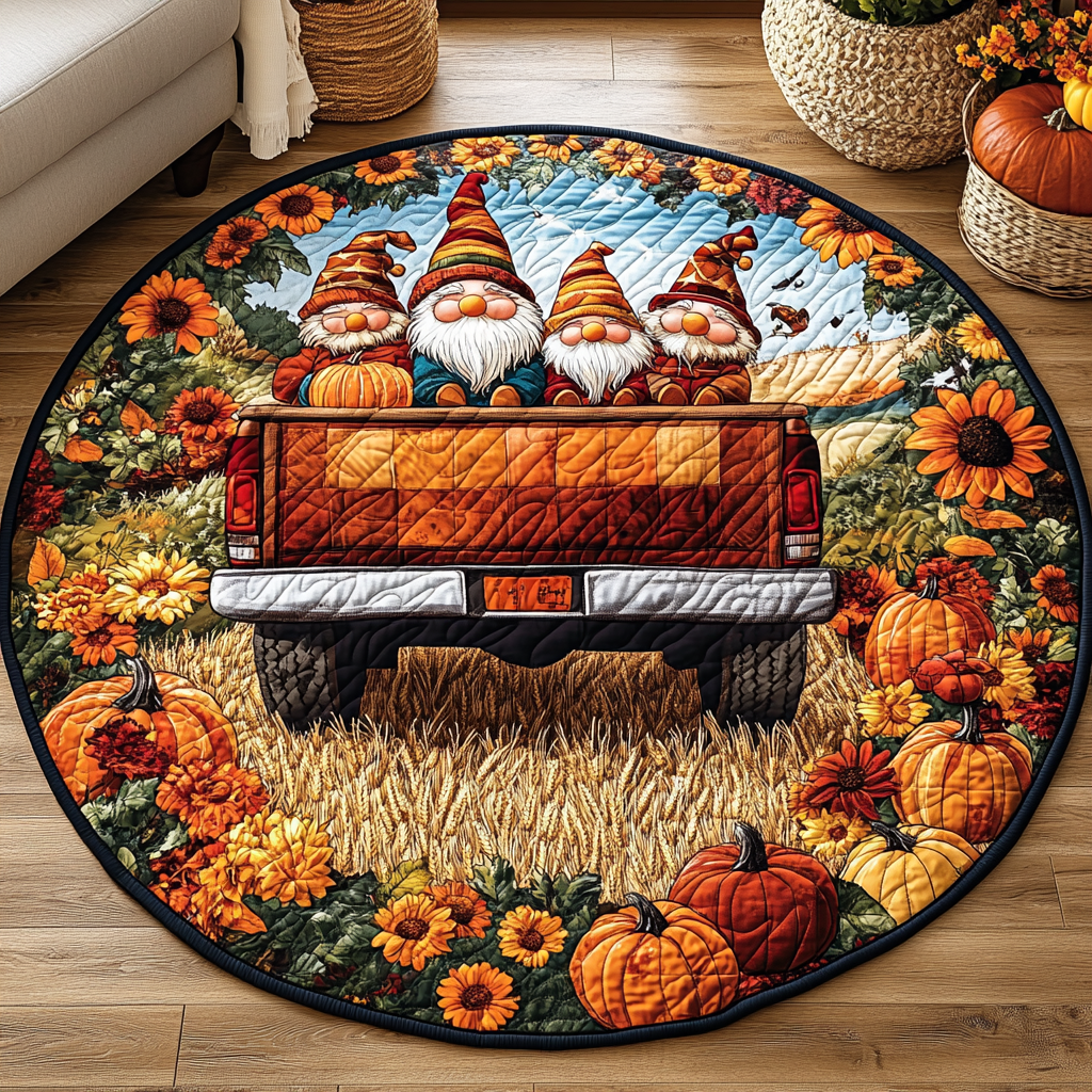 Fall Delight Quilted Round Mat Door Entrance Decor Autumn Gifts For Friends