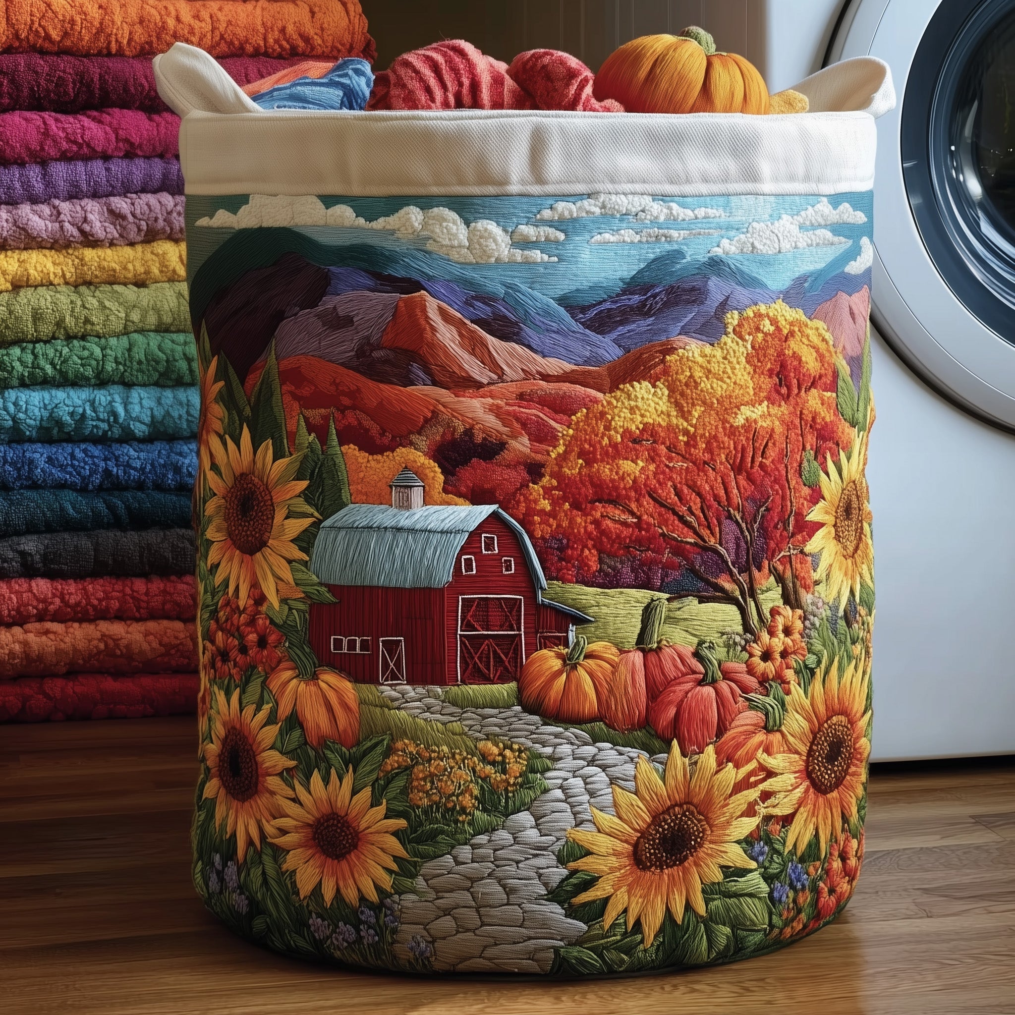 Fall Farm Quilted Laundry Basket Christmas Presents For Farmers