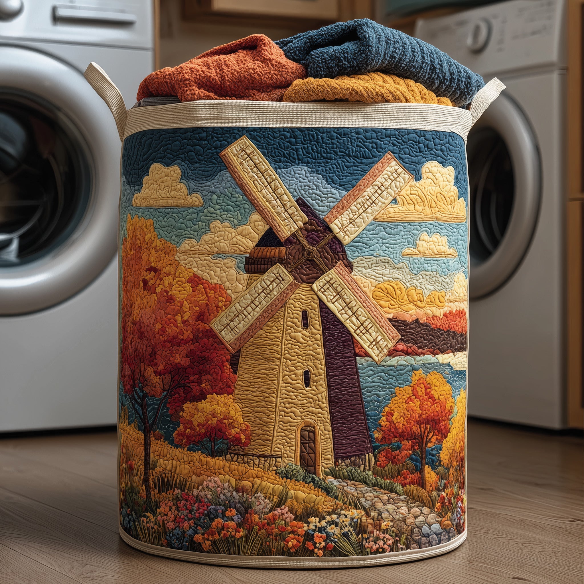 Fall Farm Quilted Laundry Basket Foldable Fabric Clothes Wonderul Basket Gift For Enthusiasts